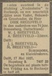 Breedveld Dirk 1853-1927 Delftsche Crt. 10-05-1927 (rouwadv,).jpg